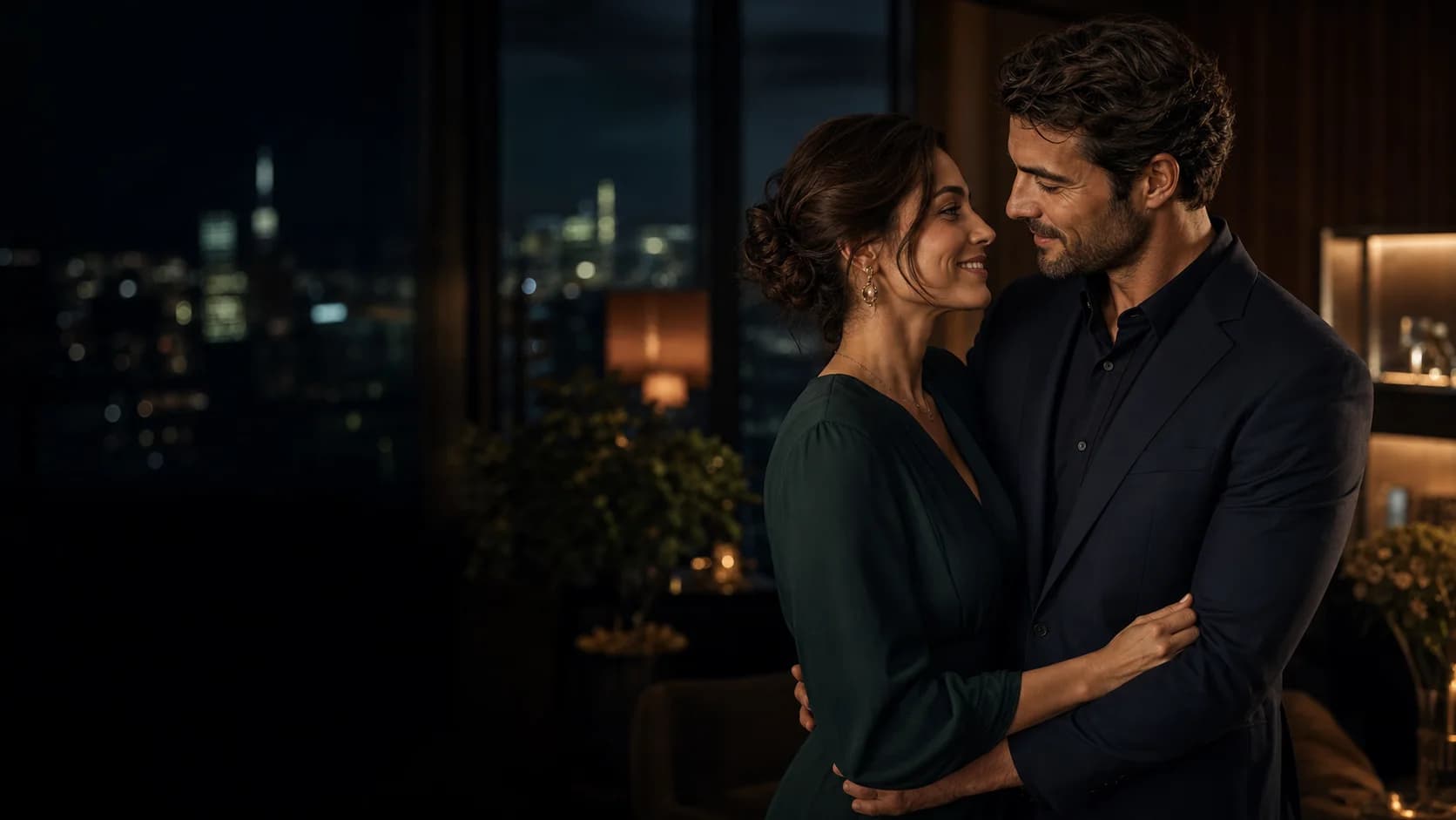 Adult couple sharing a private evening